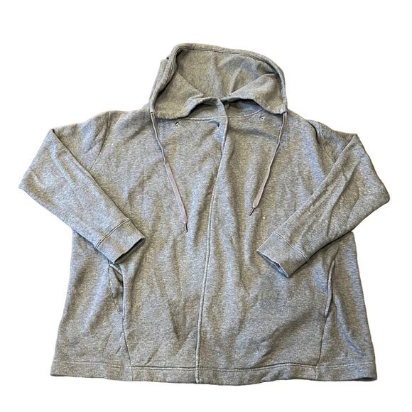 Zella Shooting Star Dark Grey Wrap Drape Collared Sweater Cardigan Plus Size 2X - Picture 2 of 8